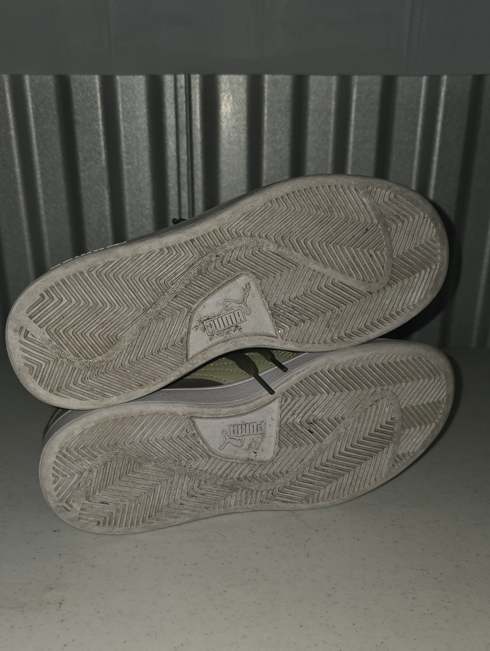 Puma Olive Green Suede Sneakers with Cream Stripe - Picture 5 of 6